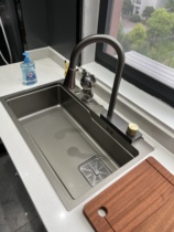 Diliang SUS304 stainless steel vegetable washing basin under the table washing basin nano gun gray kitchen sink large single groove Huamu