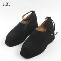 Uta thickened 7cm cashmere heel retro Super Loli medieval personality old man sailing shoes handmade custom do not return