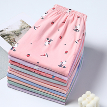 New Frontier Cotton Spring Autumn Womens Pure Cotton Thick Style Sleeping Pants Long Pants Summer Lady Full Cotton Thin Section Easy To Increase Code Home Pants