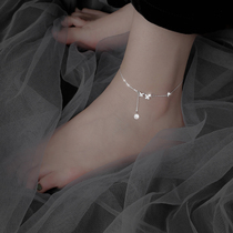 Butterfly anklet female sterling silver 2021 New Tide sexy Net red fairy air light luxury niche design high sense ins
