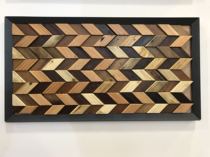 Old boat wood logs environmentally friendly Mosaic Hotel bar room cashier solid wood mosaic background wall