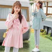 2021 New Autumn Surrogacy Maternity Dress Fashion Loose Long Sleeve Pregnancy Mid-Shirt Blouses With Late Suit Tide
