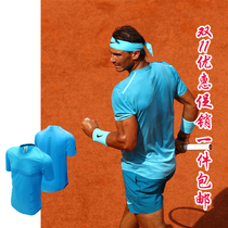 Nadal tennis suit 2018 French Open with the same version of short-sleeved quick-drying T-shirt slim-fit functional fabric fluorescent bright blue