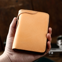 Handcrafted Original Short Wallet Plant Tannic Bull Leather Locomotive Men And Women Leather Clips Casual Chaetyhose Hangover Jeans Chain Money Clip Click