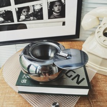 livingbank Middle Ages Bauhaus ashtray with lid sealed stainless steel ashtray INS vintage homestay products