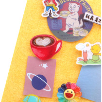 Latte coffee cup scene pin creative push nail decoration culture background wall fixed photo pin Real shot