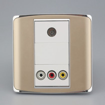 Champagne 86 red yellow and white AV three-hole audio and video welding-free wiring TV cable TV wall socket panel