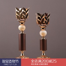 New Chinese style creative light luxury dining table Model room soft decoration candlelight dinner props Cermet candle holder