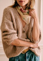 sezane ACHILLE mohair wool blend button V-neck sweater cardigan multicolor