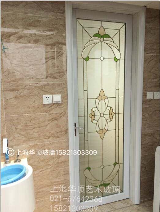 Hollow copper bar glass inlaid with glass wooden door glass door core shift door art glass
