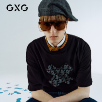  GXG mens clothing(X-LAB)Filimao joint 21 summer shopping mall with the same black printed short-sleeved T-shirt tide