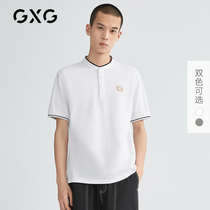 GXG mens 2020 summer new two-color short-sleeved contrast color stand-up collar POLO shirt mens embroidery T-shirt Paul shirt tide
