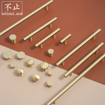 Special cabinet door big handle Nordic modern simple brass long American cabinet wardrobe double hole drawer small handle