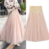 Pregnant womens skirt 2021 autumn wear new belly long style puffy dress Net Red Spring and Autumn Super fairy mesh skirt