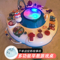 Baby childrens learning table Multifunctional early education bilingual game puzzle music toy table Baby game table 1-3 years old