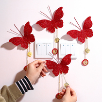 Marriage switch paste butterfly hang piece decoration arrangement new bedroom living room hanging wedding supplies