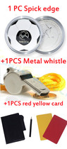 Football referee match picker pick edge coin thrower metal whistle red and yellow card equipment set
