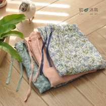 Ladies summer thin double-layer yarn cotton linen cotton cotton long pajama pants home casual air conditioning pants