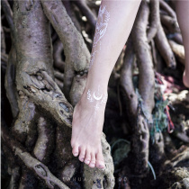 She painted white ankle tattoo stickers ins Waterproof female long-lasting feet bare semi-permanent wedding calf pattern personality