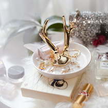 Nordic ceramic jewelry rack Crown tray Golden antler storage plate shooting props bedroom accessories