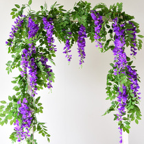 Simulation of wisteria flower fake rattan decorative flower string Vine ceiling hanging flower plastic plant air conditioning pipe cover