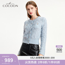 missCOCOON blue small scent windy weaselnitwear 2022 new spring design sensation niche cardigan short coat