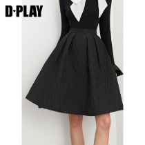 DPLAY2021 autumn and winter fashion ins style black jacquard girl puffy dress wide jacquard skirt
