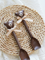 Joe produced handmade Japanese bear wooden spoon Coffee spoon Household restaurant tableware Yogurt spoon INS wind to give away