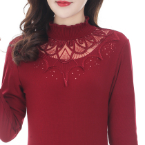 External wearing warm underwear female blouse winter high collar bottom shirt loose large code plus suede thickened warm blouse long sleeve