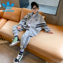 Three-leafy grass CUHK Tong Long sleeves cardiovert collar clothing Two suits 2022 new movement loose zip-shirt tide