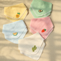 2 Baby Triangle Towels Summer Thin of pure cotton gauze square towel Newborn Saliva towel anti-spitting milk surrounding mouth