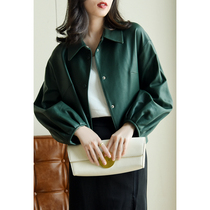 Womens special clothing New Zealand imported sheepskin leather jacket womens spring and autumn short fashion jacket RNAG5ZT010
