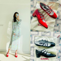 (Domestic Spot) Authorized CAREL kina Classic French style retro Mary Jane shoes 4CM coarse heel with shoe box