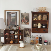 * Beautiful little sister-in-law * Storage cabinet Vintage ins cosmetics solid wood small cabinet Jewelry Wall storage shelf