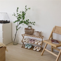 *Pretty Little Aunt * ins minimalist free installation Recommended Dormitory Doorway Folding Bamboo Shoe Cabinet