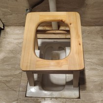 Solid wood toilet squatting pit convenient stool folding pregnant woman toilet chair mobile toilet stool elderly household toilet