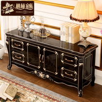 European bedroom TV cabinet master bedroom solid wood ebony ground cabinet multi-function storage cabinet high room TV cabinet