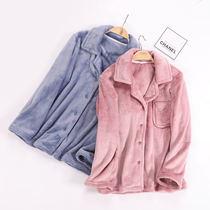 Winter coral velvet mens and womens pajamas thickened warm loose size couple flannel home clothing single top