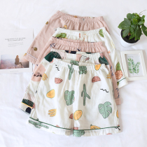 Day Department Summer Pure Cotton Lady Sleeping Pants Double Layer Gauze Home Shorts Women All-cotton Thin Loose 50% Home Pants