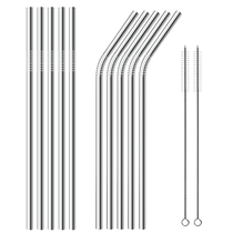 Creative stainless steel straw Cocktail coffee stirring rod brush Wine set Household beverage juice bottle straw brush