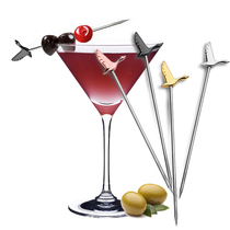 Stainless steel copper cocktail wine needle wine needle Olive needle Fruit sign decorative sign Martini sign Wine cup decoration
