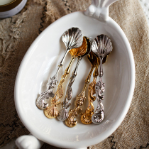 Mino export European and American retro Marine coffee spoon dessert spoon spoon mixing spoon Golden Conch shell shape