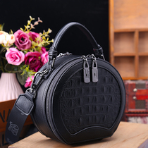 Hong Kong small bag 2021 new women's bag fashion leather crocodile handbag shoulder slung small round bag tide