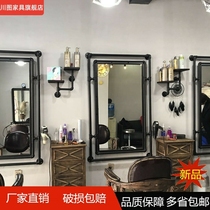 Hair salon mirror table Simple mirror Wrought iron net red hair salon special barber shop mirror table vintage mirror barber chair