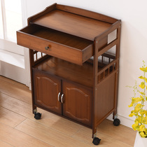 High-grade beauty cart Beauty salon special cart storage shelf Bamboo and wood with pulley mobile hand push tool cart
