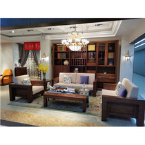 Huari home Modern Chinese style two rooms two halls 17 pieces of solid wood furniture package log texture environmental protection water-based paint