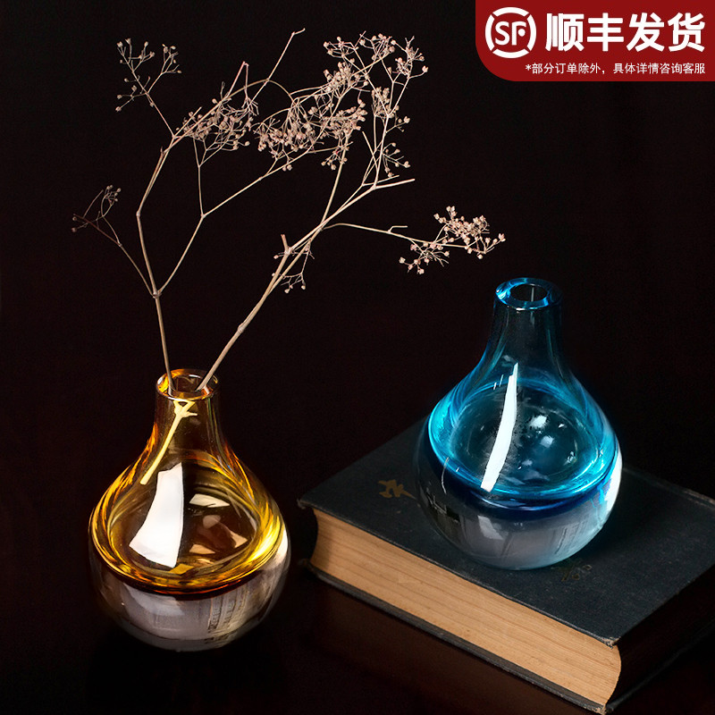 Nordic transparent stained glass vase small fresh and simple creative living room with dry flower decorator home decoration ornaments