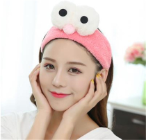 New Korean version of cute new big eyes cute face wash hair hair band female plush mask student wash hair hoop tide tide