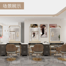 Net red tide Barber shop mirror table hairdressing shop mirror integrated hair salon special with light led single-sided mirror
