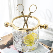 European imported brass red wine ice bucket household bar restaurant model room Binaural wine bucket with ice clip ornaments